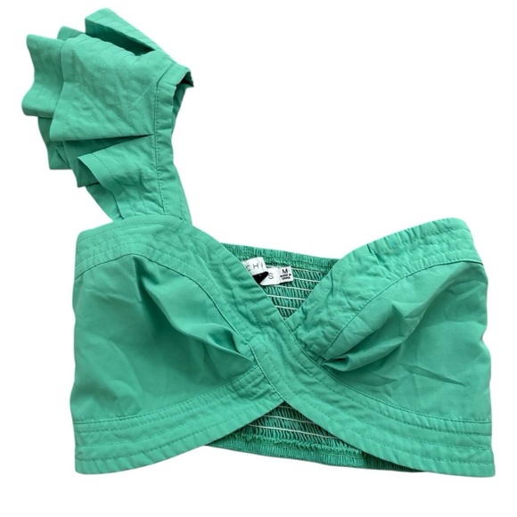 Aquamarine Asymmetrical Flutter Sleeve Top - Picture 2 of 5